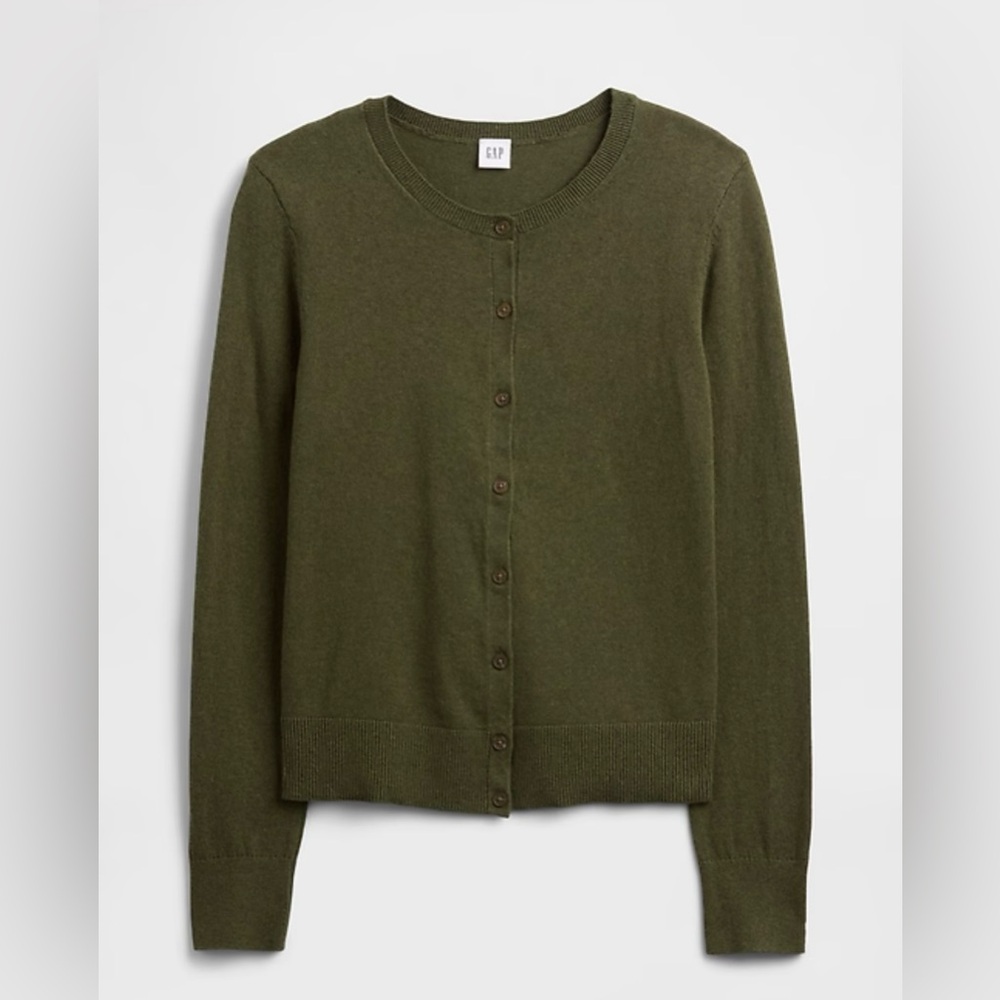 Gap moss green cotton cardigan. NWT